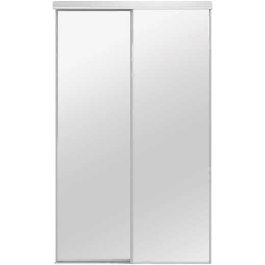 Colonial Elegance Classic 48 In. W x 80-1/2 In. H White Framed Mirrored Sliding Bypass Door